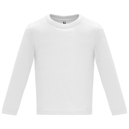 [00024162] CA7203 BABY L/S ROLY - Camiseta de manga larga de algodón peinado (BLANCO, 12 MESES)