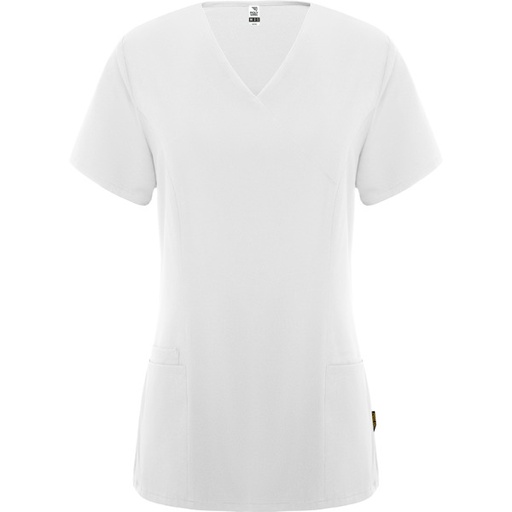 [00024198] CA9084 FEROX WOMAN ROLY - Casaca sanitaria de manga corta con cintura ligeramente ajustada (BLANCO, XS)