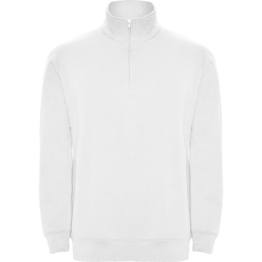 [00033158] SU1109 ANETO ROLY - Sudadera unisex media cremallera y cuello alto (BLANCO, XS)