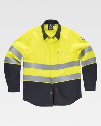[00038025] B8081 WORKTEAM - Camisa (GRIS OSCURO+AMARILLO A.V., S)