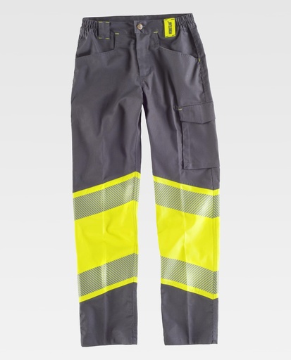 [00039521] C2718 WORKTEAM - Pantalon (GRIS OSCURO+AMARILLO A.V., S)