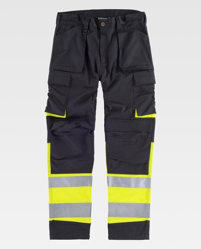 [00039645] C2918 WORKTEAM - Pantalon (NEGRO+AMARILLO A.V., 40)