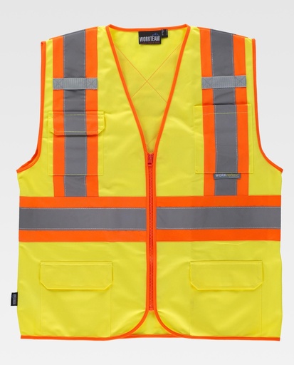 [00040109] C3621 WORKTEAM - Chaleco (AMARILLO A.V.+ NARANJA A.V., L)