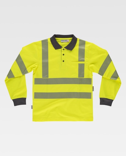 [00040713] C3883 WORKTEAM - Polo (AMARILLO A.V.+GRIS OSCURO, S)
