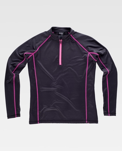 [00045113] S7555 WORKTEAM - Sudadera (NEGRO+ROSA FLUOR, S)
