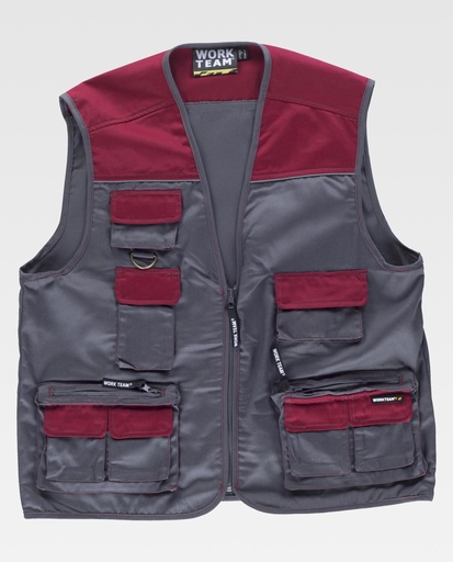[00046855] WF1854 WORKTEAM - Chaleco (GRIS+GRANATE, M)