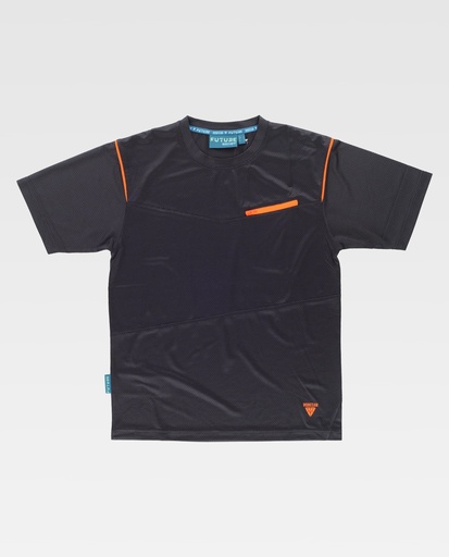 [00047191] WF3016 WORKTEAM - Camiseta (GRIS OSCURO+NARANJA FLUOR, S)