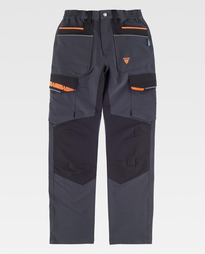 [00047277] WF3050 WORKTEAM - Pantalon (GRIS OSCURO+NEGRO+NARANJA FLUOR, S)