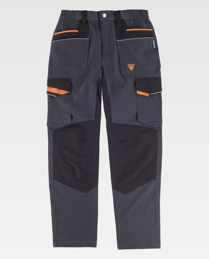 [00047287] WF3055 WORKTEAM - Pantalon (GRIS OSCURO+NEGRO+NARANJA FLUOR, S)
