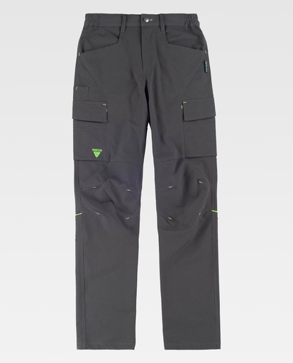 [00047395] WF3250 WORKTEAM - Pantalón (GRIS+VERDE FLÚOR, S)