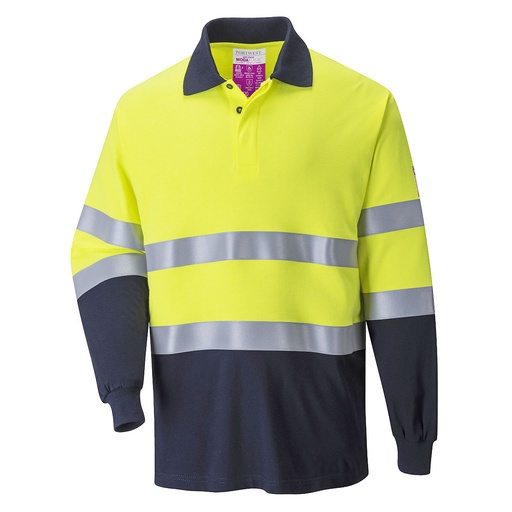 [00061472] FR74 PORTWEST - Polo bicolor manga larga ignífugo de alta visibilidad (S)