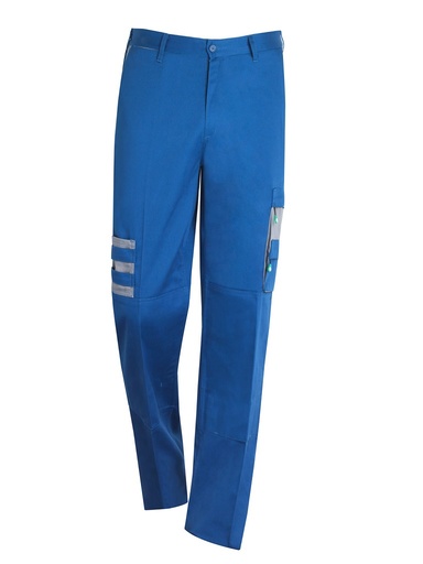 [00114454] 01148 MONZA - PANTALON BICOLOR MULTIBOLSILLO BOLSO MOV (AZUL OXIGENO / GRIS METALIZADO, 36-38)