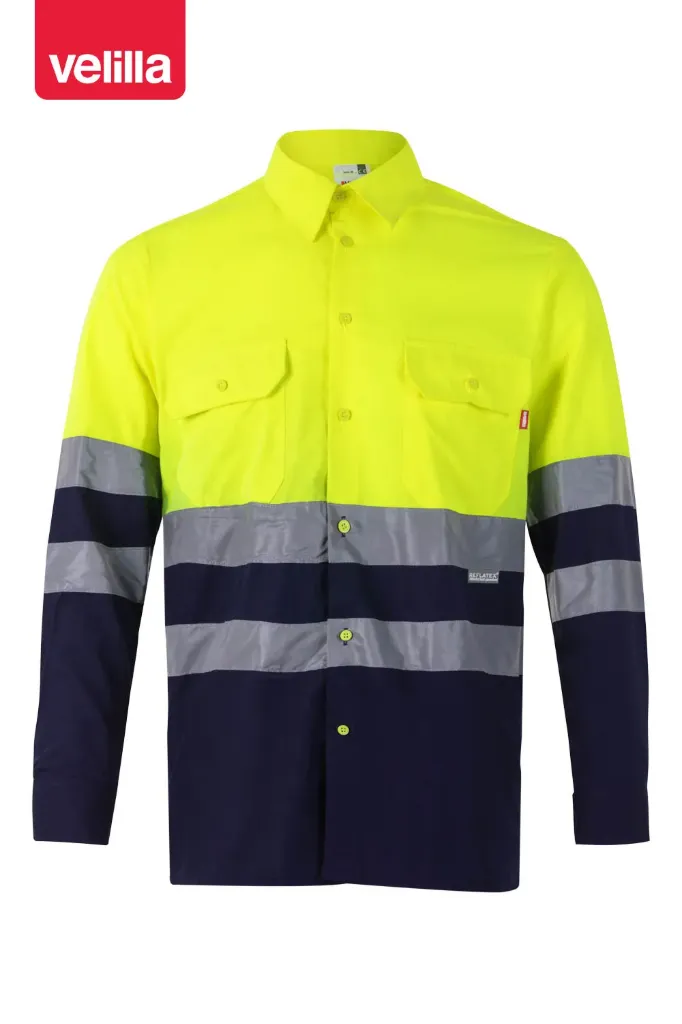144 VELILLA - Camisa bicolor manga larga