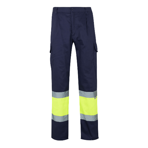 [4220] 156 VELILLA - Pantalón forrado bicolor multibolsillos (AZUL MARINO/AMARILLO FLÚOR, S)