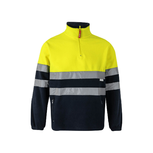 [4610] 182 VELILLA - Forro polar bicolor (AZUL MARINO/AMARILLO FLÚOR, XS)