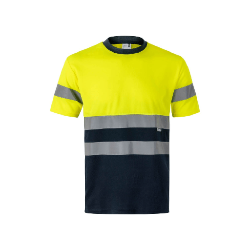 [6082] 305506 VELILLA - Camiseta técnica bicolor manga corta (AZUL MARINO/AMARILLO FLÚOR, S)