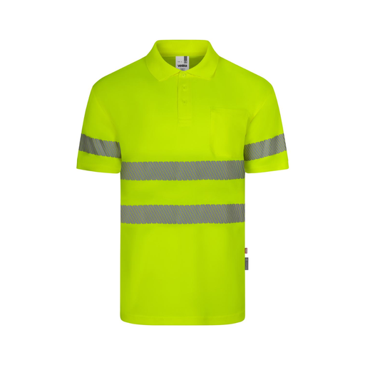 [6274] 305532 VELILLA - Polo poliéster reciclado manga corta cinta segmentada (AMARILLO FLÚOR, XS)