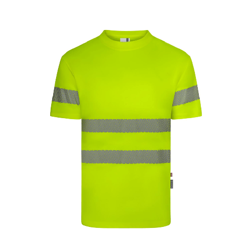 [6632] 305632 VELILLA - Camiseta poliéster reciclado manga corta cinta segmentada (AMARILLO FLÚOR, XS)