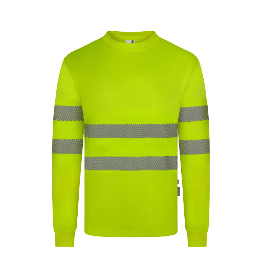 [6731] 305634 VELILLA - Camiseta poliéster reciclado manga larga cinta segmentada (AMARILLO FLÚOR, XS)