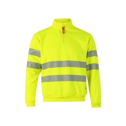[6910] 305704 VELILLA - Sudadera con media cremallera cinta segmentada (AMARILLO FLÚOR, S)