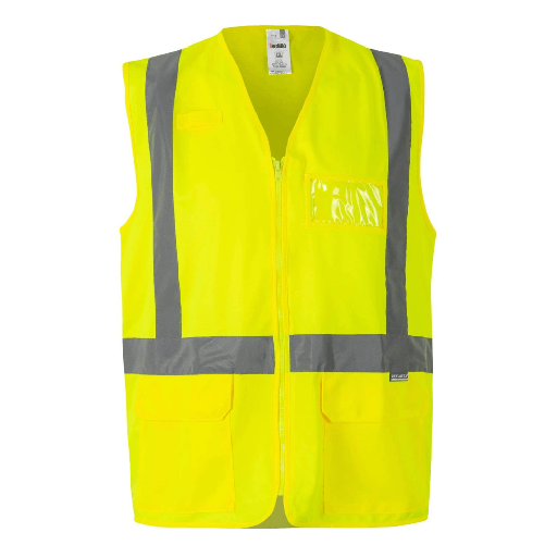 [6950] 305903 VELILLA - Chaleco profesional con porta-identificación (AMARILLO FLÚOR, S)