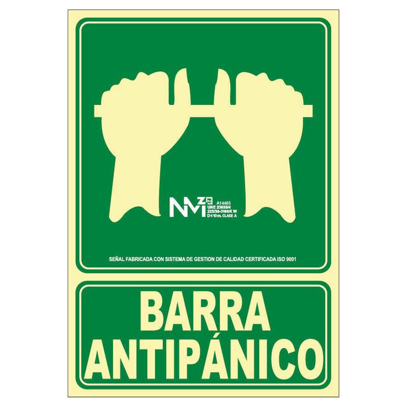 B14103 NORMALUZ - SEÑAL BARRA ANTIPANICO  PVC 0,7mm Clase B  210X300