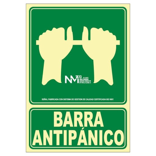 [00119183] B14103 NORMALUZ - SEÑAL BARRA ANTIPANICO  PVC 0,7mm Clase B  210X300