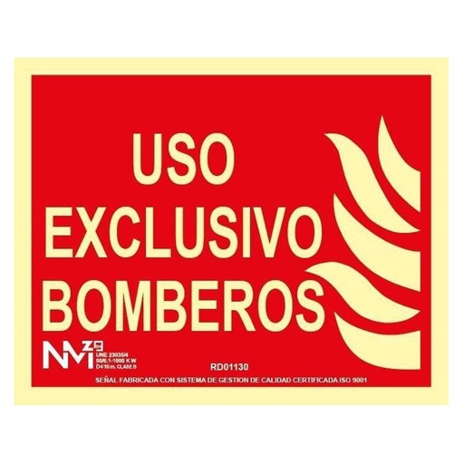 [00118891] B01130 NORMALUZ - S. USO OBLIG BOMBEROS 320X160 CLASE B