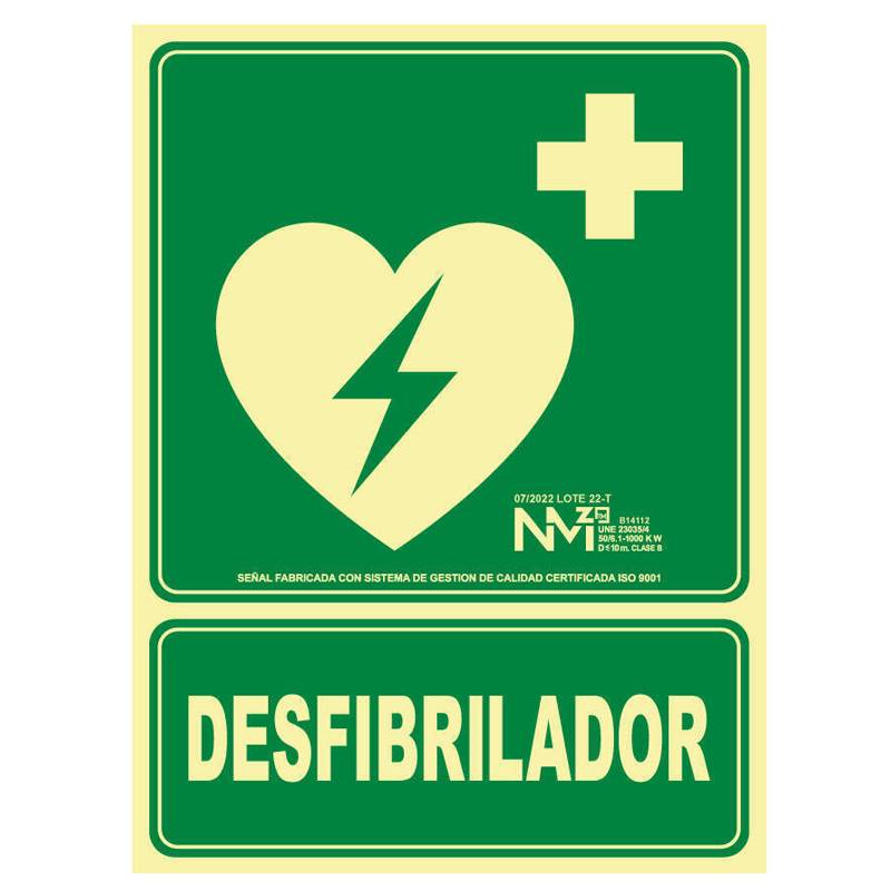 B14112 NORMALUZ - SEÑAL DESFIBRILADOR PVC 0,7mm Clase B  DISTANCIA DE VISION 10M