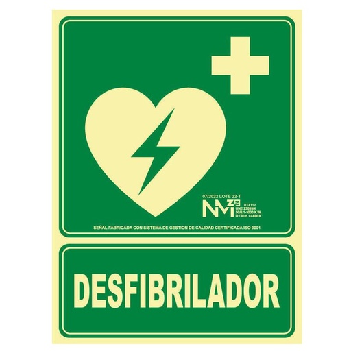 [00119188] B14112 NORMALUZ - SEÑAL DESFIBRILADOR PVC 0,7mm Clase B  DISTANCIA DE VISION 10M