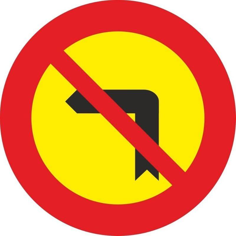 V10019 NORMALUZ - SEÑAL VIAL METALICA GIRO IZQUIERDA PROHIBIDO 500mm