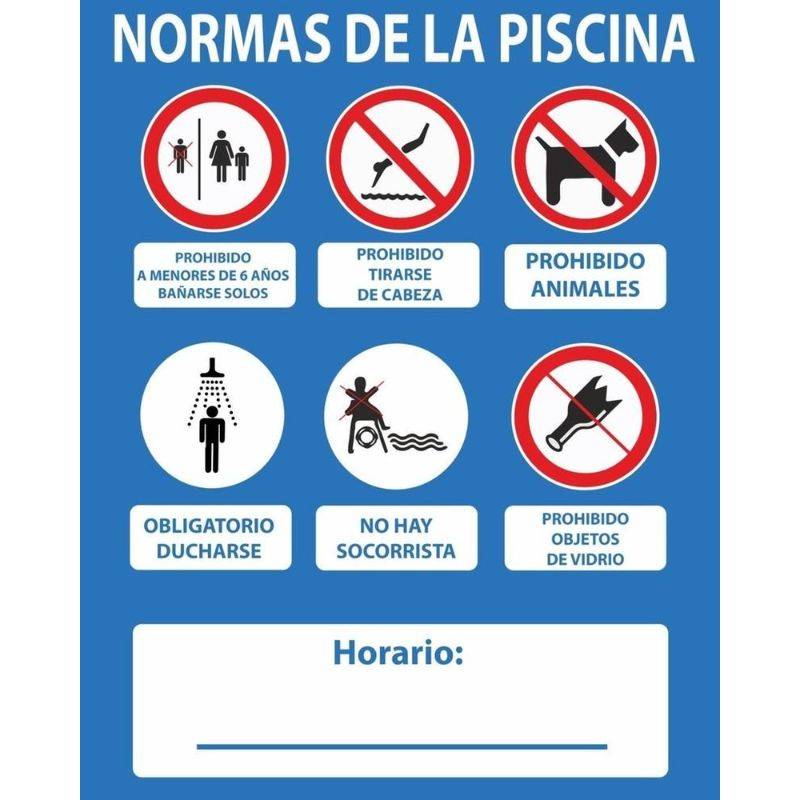RD2A067 NORMALUZ - CARTEL NORMAS DE PISCINA PVC 0,4mm 500X400mm