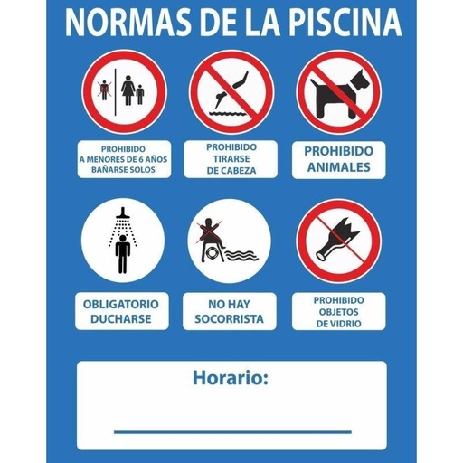 [00120789] RD2A067 NORMALUZ - CARTEL NORMAS DE PISCINA PVC 0,4mm 500X400mm