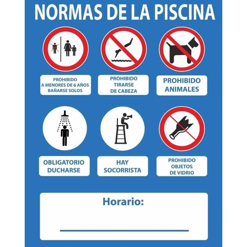 RD2A068 NORMALUZ - CARTEL NORMAS DE PISCINA PVC 0,4mm 500X400mm