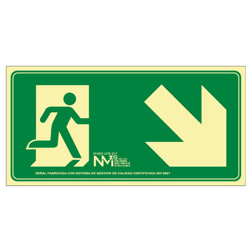 B11140 NORMALUZ - SEÑAL EV ESCALERA ABAJO DERECHA PVC 0,7mm Clase B DISTANCIA DE VISION 10M