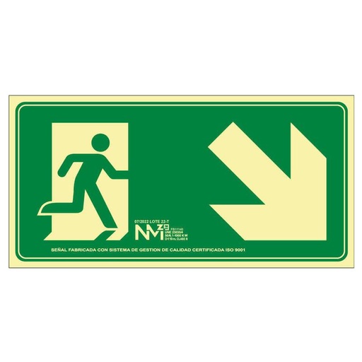 [00119163] B11140 NORMALUZ - SEÑAL EV ESCALERA ABAJO DERECHA PVC 0,7mm Clase B DISTANCIA DE VISION 10M