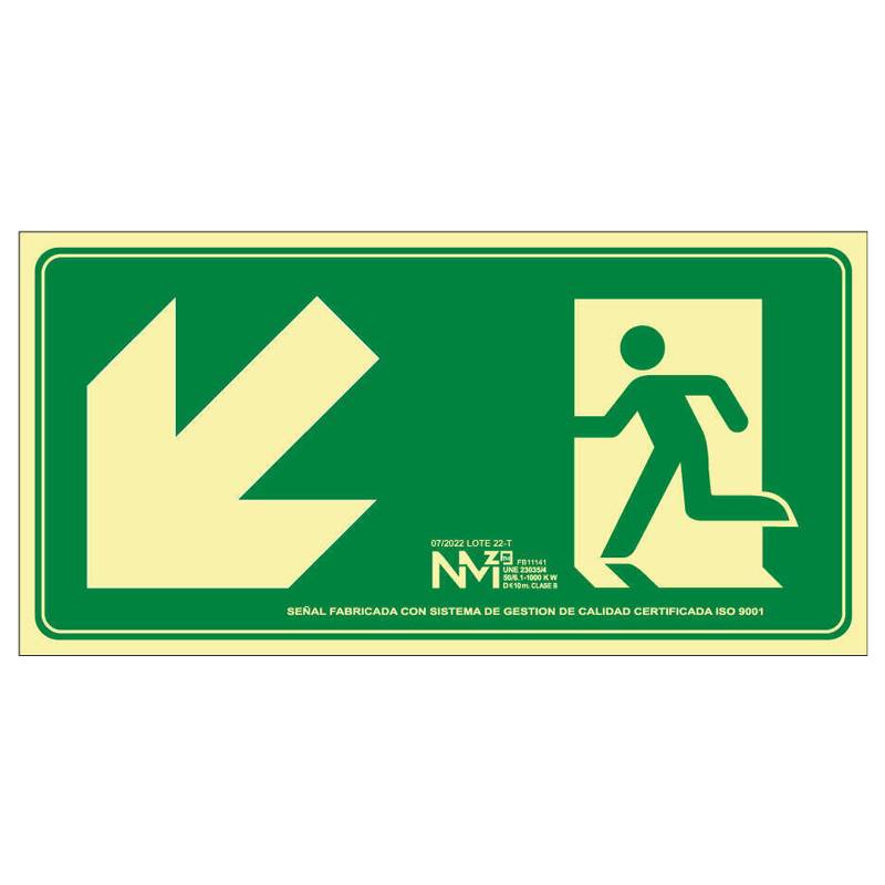 B11141 NORMALUZ - SEÑAL EV ESCALERA ABAJO IZQUIERDA PVC 0,7mm Clase B DISTANCIA DE VISION 10M
