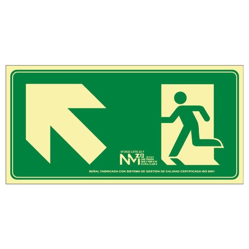 [00119166] B11151 NORMALUZ - SEÑAL EV ESCALERA ARRIBA IZQUIERDA PVC 0,7mm Clase B DISTANCIA DE VISION 10M