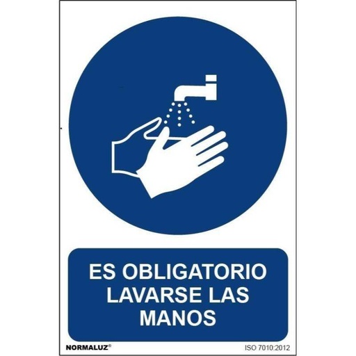 [00120371] RD20028 NORMALUZ - SEÑAL OBLIGATORIO LAVARSE LAS MANOS PVC 0,7mm 210X300mm