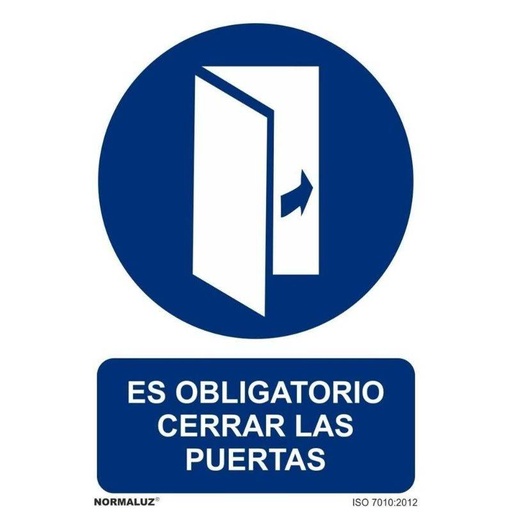 [00120377] RD20034 NORMALUZ - SEÑAL OBLIGATORIO CERRAR LAS PUERTAS PVC 0,7mm 210X300mm