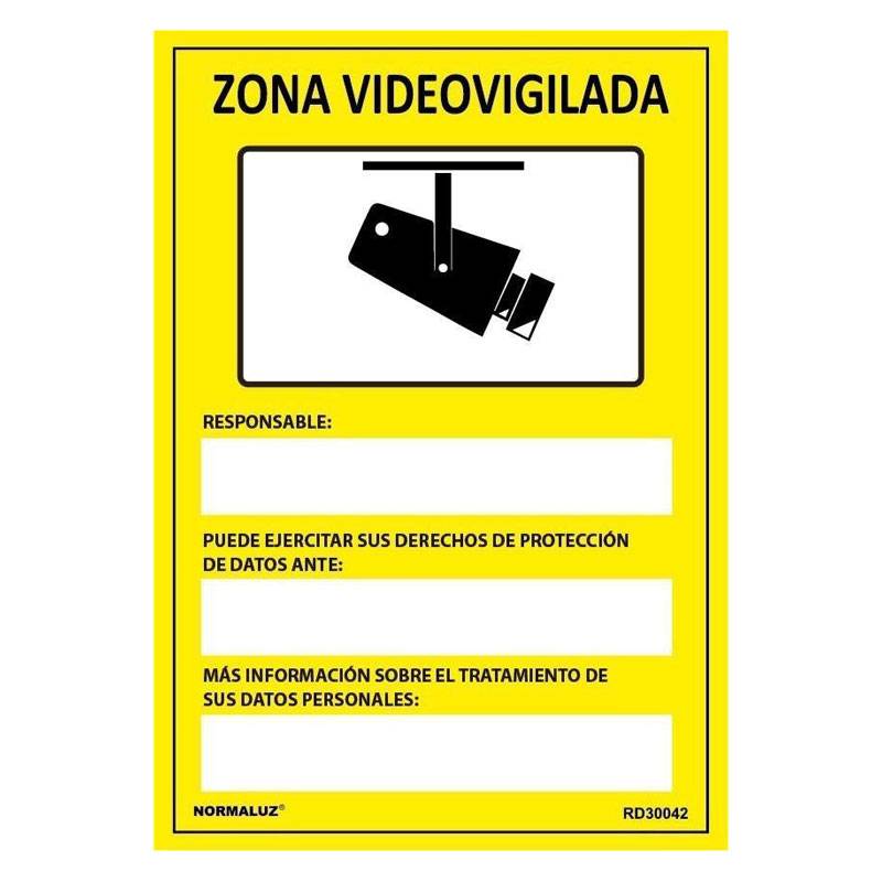 RD30042 NORMALUZ - SEÑAL PELIGRO ZONA VIDEOVIGILADA PVC 0,7mm 210X300mm