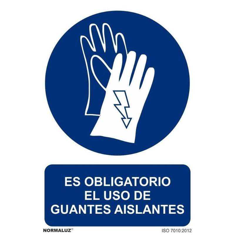 RD20004 NORMALUZ - SEÑAL OBLIG USO DE GUANTES AISLANTES PVC 0,7mm 210X300mm