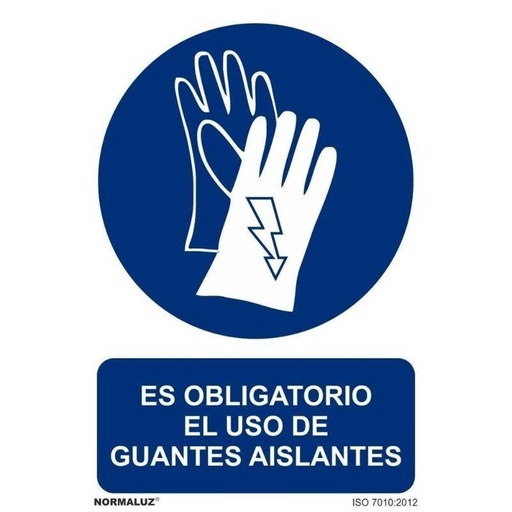 [00120341] RD20004 NORMALUZ - SEÑAL OBLIG USO DE GUANTES AISLANTES PVC 0,7mm 210X300mm