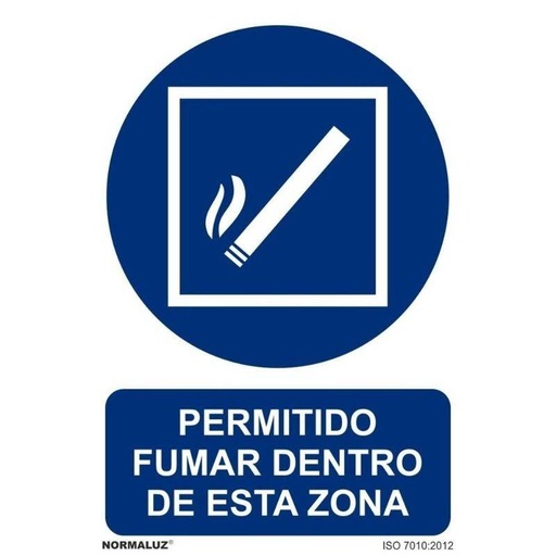 [00120350] RD20011 NORMALUZ - SEÑAL PERMITIDO FUMAR EN ESTA ZONA PVC 0,7mm 210X300mm
