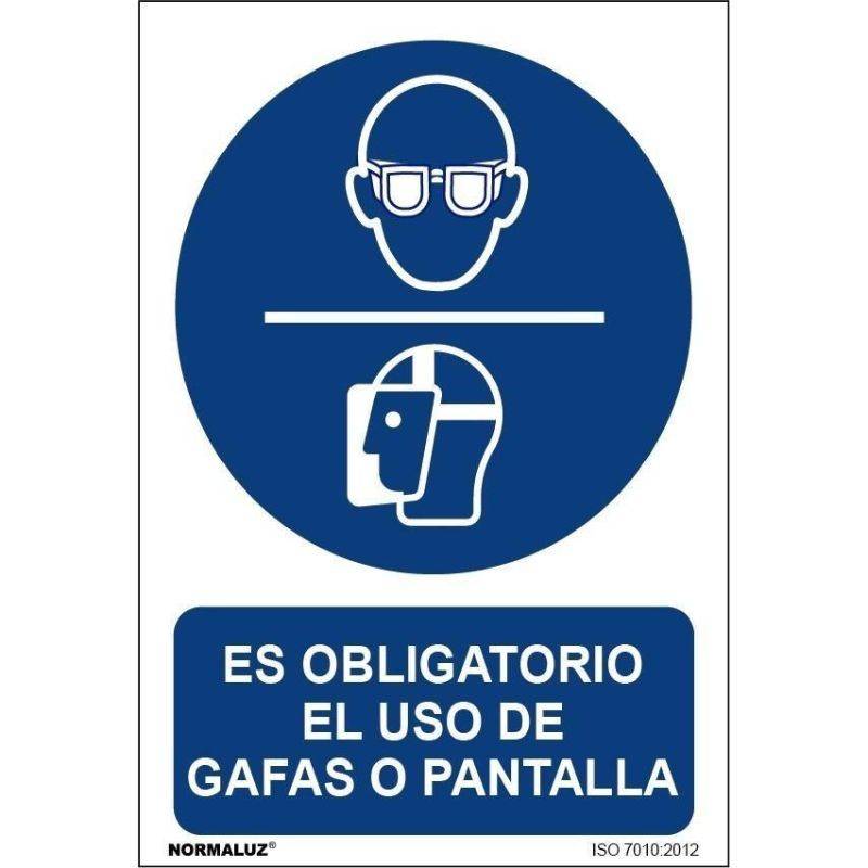RD20018 NORMALUZ - SEÑAL OBLIGATORIO USO DE GAFAS O PANTALLA PVC 0,7mm 210X300mm