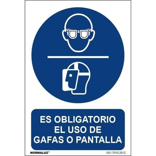 [00120358] RD20018 NORMALUZ - SEÑAL OBLIGATORIO USO DE GAFAS O PANTALLA PVC 0,7mm 210X300mm