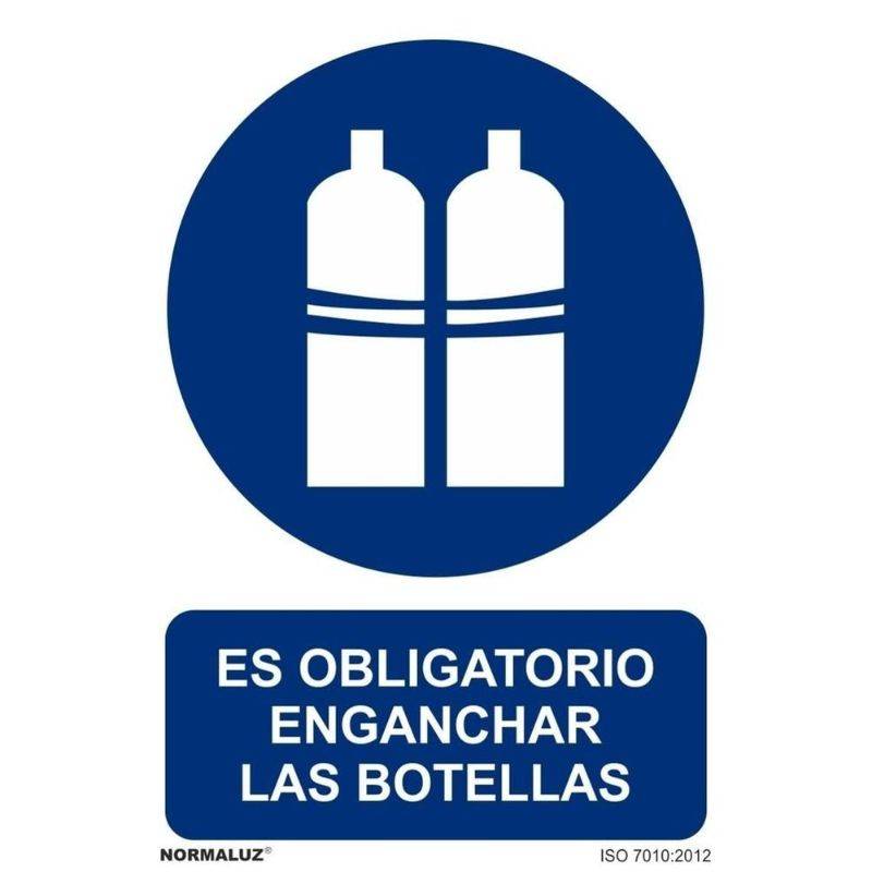 RD20020 NORMALUZ - SEÑAL OBLIGATORIO ENGANCHAR LAS BOTELLAS PVC 0,7mm 210X300mm