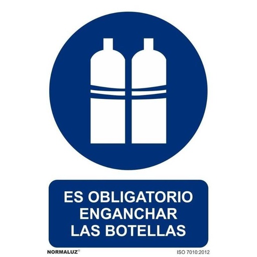 [00120360] RD20020 NORMALUZ - SEÑAL OBLIGATORIO ENGANCHAR LAS BOTELLAS PVC 0,7mm 210X300mm