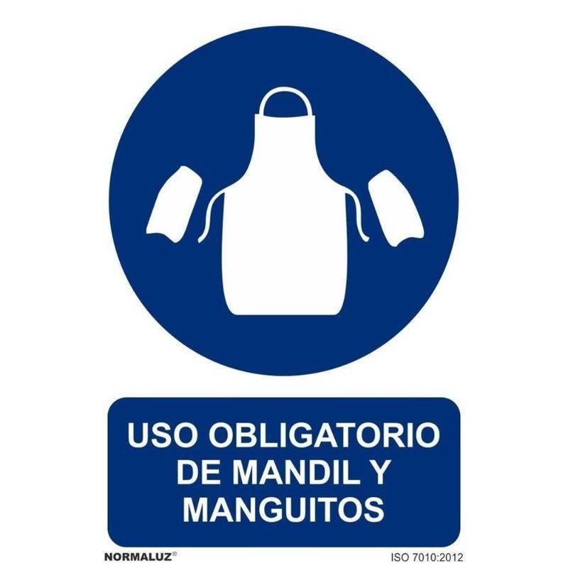 RD20021 NORMALUZ - SEÑAL OBLIGATORIO USO DE MANDIL Y MANGUITOS PVC 0,7mm 210X300mm