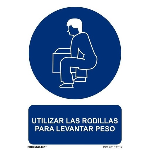 [00120362] RD20022 NORMALUZ - SEÑAL UTILIZAR LAS RODILLAS LEVANTAR PESO PVC 0,7mm 210X300mm